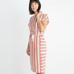 Striped Casual Dress in Red and White